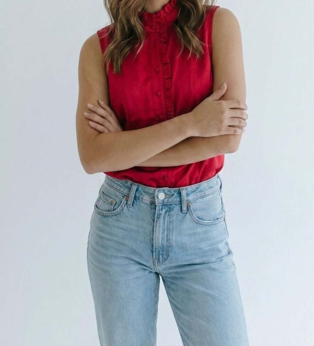J.Crew Sleeveless Ruffle-Front Button-Down Blouse